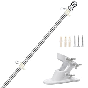 Top DIIG 6 FT Flag Pole Kit,Stainless Steel Heavy Duty Flagpole and White Flagpole Mounting Bracket Rustproof for Outdoor Garden Roof Walls Yard Truck | Best Quality in India