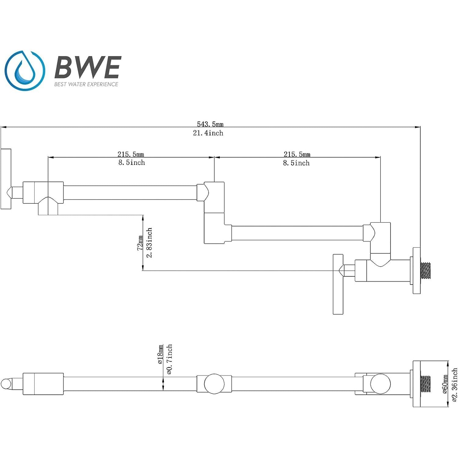 Buy now Pot Filler Faucet Brushed Nickel Wall Mount Commercial Kitchen Faucets Brass Folding Stretchable with Single Hole Two Handles by Aquafaucet at indiglob india