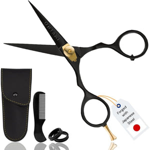 Buy now Premium Hand Forged Japanese Steel Hair Beard Mustache Scissors Cut Trim Groom Facial Hair Bangs (Black - 5.5") at indiglob india