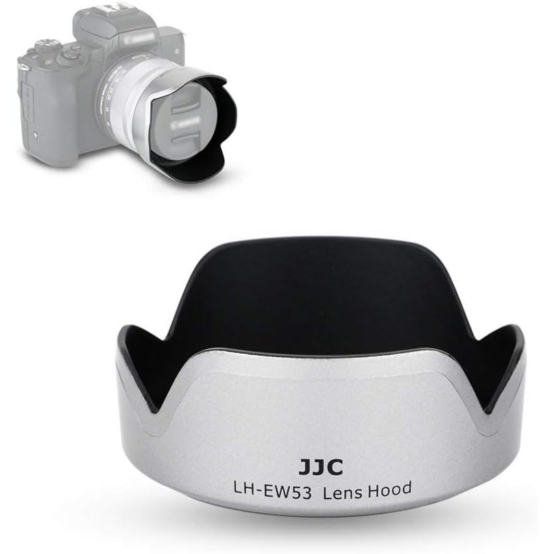 Buy now JJC Camera Lens Hood Shade for Canon EF-M 15-45mm f/3.5-6.3 is STM & RF-S 18-45mm f/4.5-6.3 is STM Lens on Canon EOS R100 R50 M50 M50 Mark II M5 M6 M6 Mark II M200 M100 Replaces Canon EW-53 Hood Replaces Canon EW-53 Gray at indiglob india