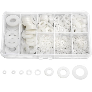 Buy now QTEATAK 510 Pcs White Nylon Flat Washer Assortment Kit for Electrical Connections on Household & Commercial Appliances, (M2 M2.5 M3 M4 M5 M6 M8 M10) at indiglob india