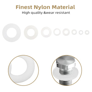 Buy now QTEATAK 510 Pcs White Nylon Flat Washer Assortment Kit for Electrical Connections on Household & Commercial Appliances, (M2 M2.5 M3 M4 M5 M6 M8 M10) at indiglob india