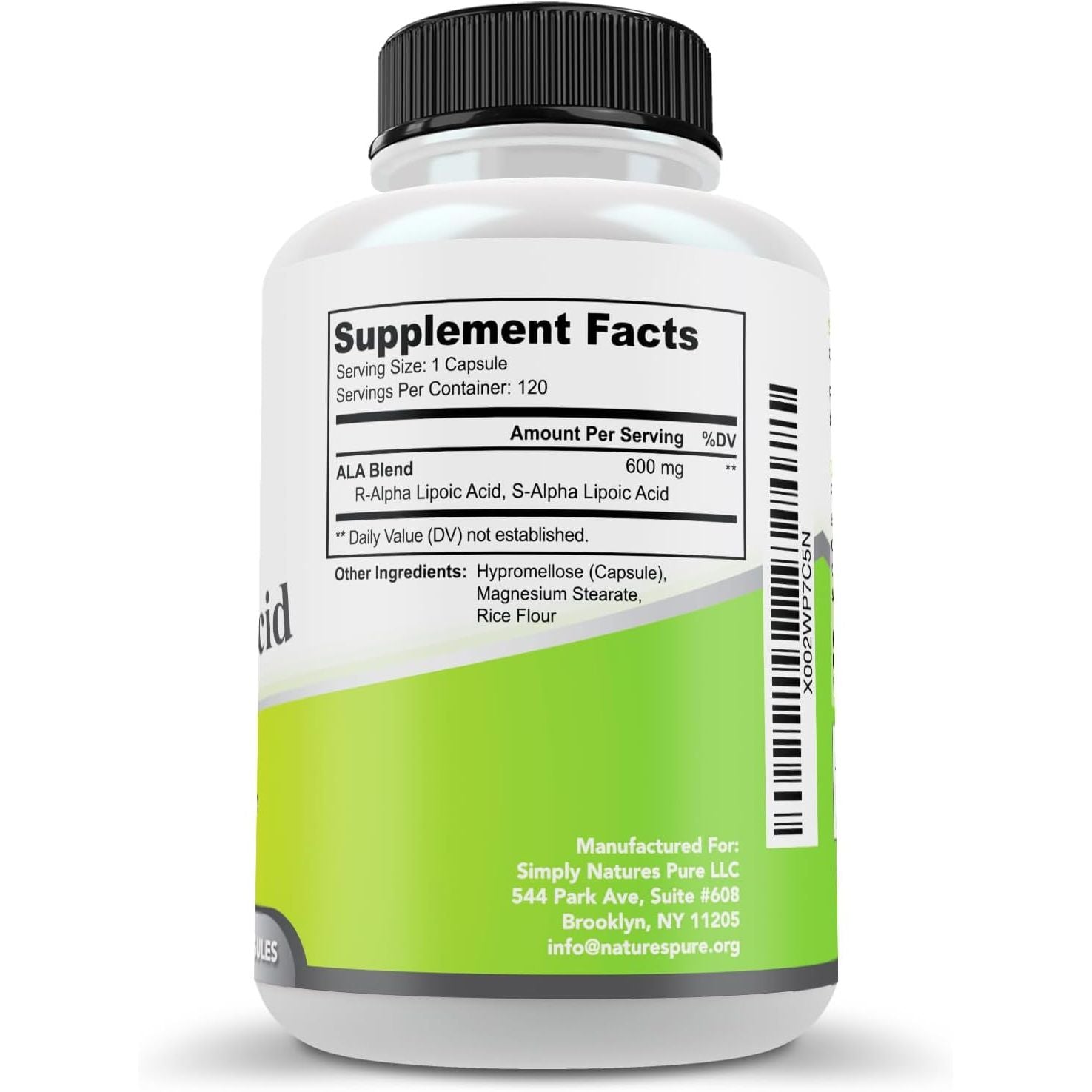 Buy now Simply Natures Pure Alpha Lipoic Acid 600mg 120 Veggie Capsules, Non-GMO Thioctic Acid 4 Month Supply at indiglob india