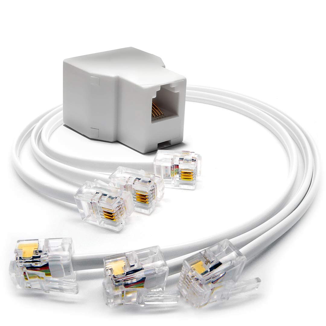 Buy now Phone Jack Splitter for Landline Telephone RJ11 6P4C 2 Way Adapter (1 Splitter + 2.5 Inch Cable) Made in USA w Custom Size Cables White 1 at indiglob india
