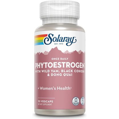 Buy now SOLARAY Once Daily Phytoestrogen - Phyto Estrogen Supplement for Women with Black Cohosh, Dong Quai, Wild Yam, Soy Isoflavones - Women's Health Support - 60-Day Guarantee, 30 Servings, 30 VegCaps at indiglob india