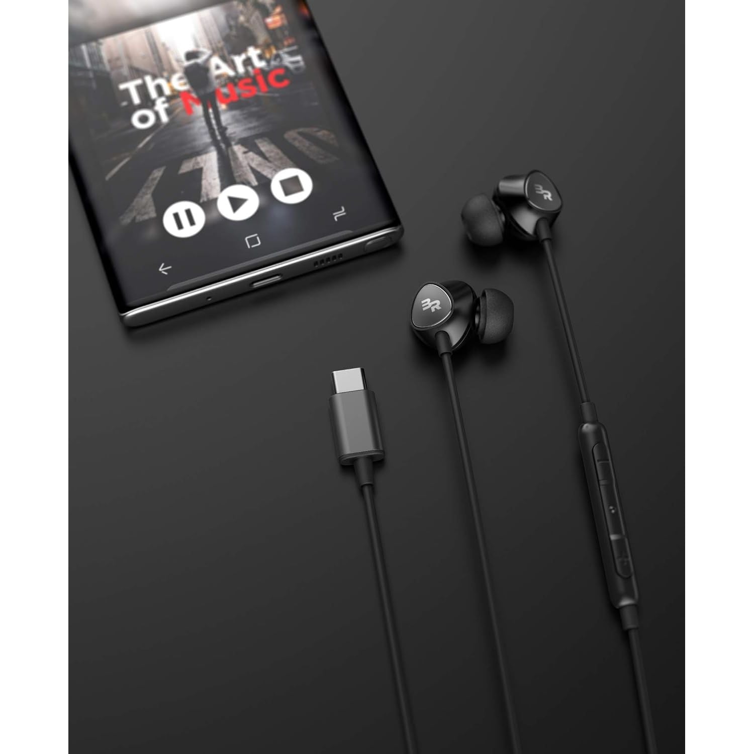 Buy now Thore Type C Headphones, in-Ear Wired Earbuds with Microphone & Volume Control Mic Earphones for Samsung Galaxy S25 Ultra/S24/S23/S22/S21 Plus/FE, Pixel Black (USB-C Connection) at indiglob india