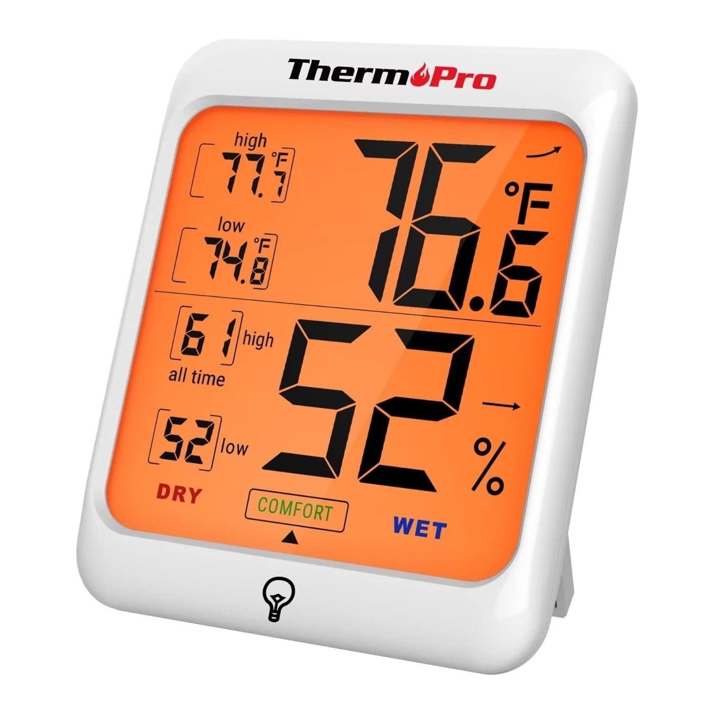 Buy now ThermoPro TP53 Digital Hygrometer Indoor Thermometer for Home, Temperature Humidity Sensor with Comfort Indicator & Max Min Records, Backlight Display Room Thermometer Humidity Meter, LCD at indiglob india