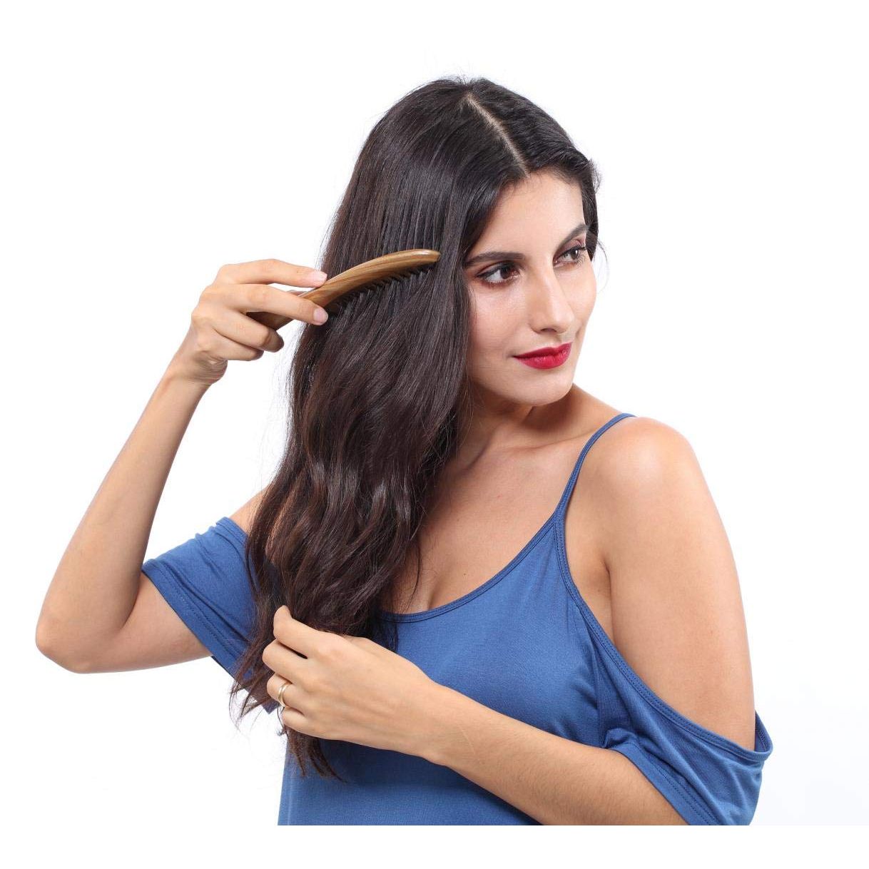 Buy now Louise Maelys Hair Comb Wooden Wide Tooth Combs for Curly Hair Detangling Sandalwood at indiglob india