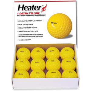 Buy now Heater Yellow Dimpled Baseballs, 1 Dozen, Polyurethane Material, Optic Yellow Color, for Use in Real Baseball Pitching Machines at indiglob india