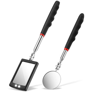 Buy now Frienda 2 Pieces Lighted Telescoping Inspection Mirror Flexible Retractable LED Automotive Extension Round Dental Mirror with Light Pickup Tools Valentine Birthday Gift for Men, Husband, Father at indiglob india