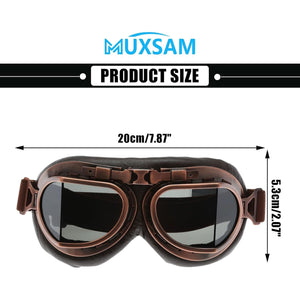 Buy now MUXSAM Vintage Motorcycle Goggles, ATV Motocross Goggles, Dirt Bike Racing Riding Off Road Scooter Glasses, Windproof Dustproof Eyewear for Adults Men Women, Copper Frame Smoke Lens at indiglob india
