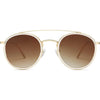 SOJOS Retro Vintage Round Polarized Sunglasses for Women Men Small Double Bridge Circle Sunnies SJ1104 - Gold/Brown