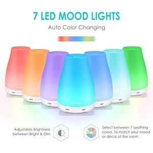 Buy now URPOWER 2nd Version Essential Oil Diffuser with Adjustable Mist Mode Waterless Auto Shut-Off and 7 Color LED Lights for Home Office, One Size (Pack of 1), White at indiglob india