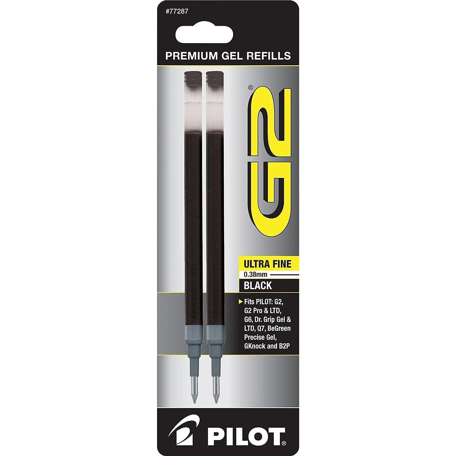 Buy now Pilot, G2 Gel Ink Refills, Extra Fine Point 0.5 mm, Black, Pack of 2 2 Count (Pack of 1) Black Ultra Fine Point at indiglob india