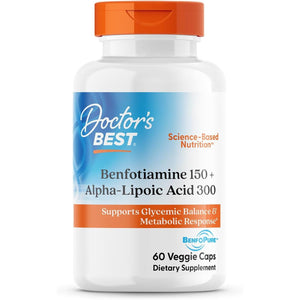 Buy now Doctors Best Benfotiamine 150 + Alpha-Lipoic Acid 300 with BenfoPure, Supports Glycemic Balance & Metabolic Response, Non-GMO, Gluten Free, Soy Free, Vegan 60 Veggie Caps at indiglob india