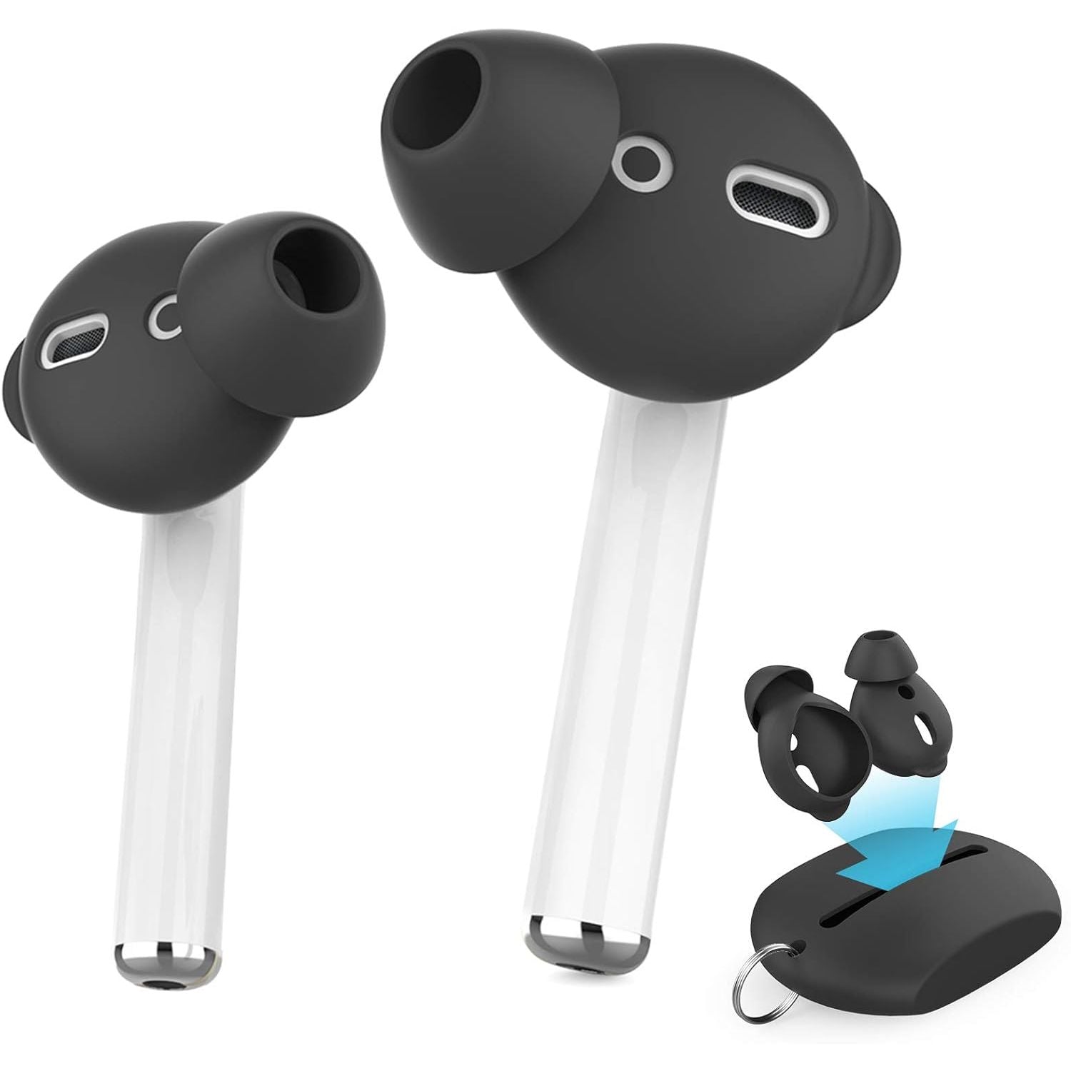 Buy now AhaStyle 4 Pairs AirPods Ear Tips Silicone Earbuds Cover [Not Fit in The Charging Case] Compatible with Apple AirPods (2 Pair Large & 2 Pairs Small, White) 3 Pairs Small Black at indiglob india