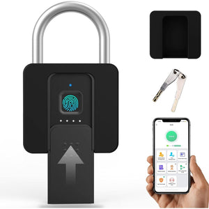 Buy now Fingerprint Padlock, Eseesmart Padlock Large Size, Combination Lock, Waterproof with Protective Case, Padlock with Key, with Mobile APP and Fingerprint Unlock, Suitable for Gates, Doors,Gym, Office at indiglob india