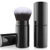 Falliny Retractable Kabuki Makeup Brush, Travel Face Blush Brush, Portable Powder Foundation Sunscreen Brush with Cover for Blush, Bronzer, Buffing, Highlighter Flawless Powder Cosmetics - Black