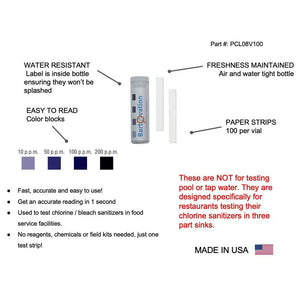 Buy now Chlorine Sani Test Strips for Food Service Restaurant Sanitizer Precision Bleach Test Paper, 10-200 ppm [100 Paper Test Strips] at indiglob india