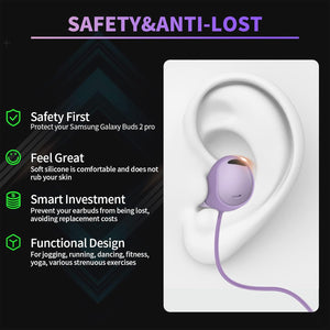 Buy now WOFRO Anti-Lost Strap for Galaxy Buds 2 Pro (2022), Sports Soft Silicone Lanyard Accessories Compatible with Samsung Galaxy Buds Pro 2 Earbuds Neck Rope (bora purple) at indiglob india