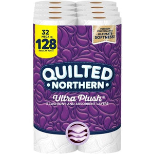 Buy now Quilted Northern Ultra Plush Toilet Paper, 32 Mega Rolls = 128 Regular Rolls, 3-Ply Bath Tissue (Packaging May Vary), 8 Count (Pack of 4) at indiglob india
