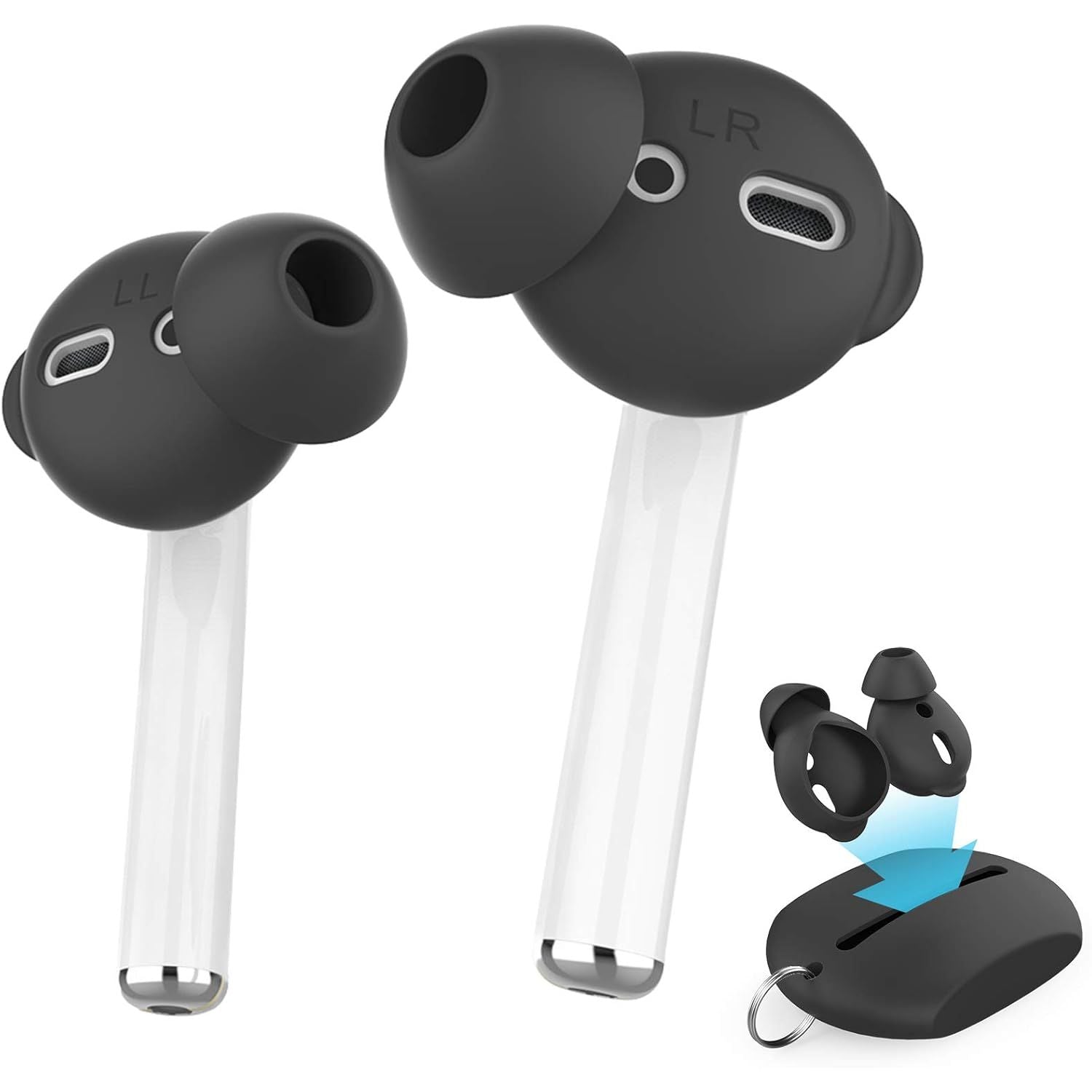 Buy now AhaStyle 4 Pairs AirPods Ear Tips Silicone Earbuds Cover [Not Fit in The Charging Case] Compatible with Apple AirPods (2 Pair Large & 2 Pairs Small, White) 3 Pairs Large Black at indiglob india