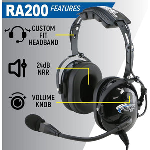 Buy now RA200 Aviation Pilot Headset for Student Pilots Flight Schools Flight Instructors Features Clear Hear Speakers Noise Canceling Microphone Foam Ear Seals Custom Fit Headband and Free Headset Bag at indiglob india