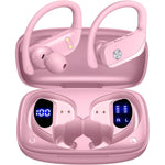 Buy now bmanl Wireless Earbuds Bluetooth Headphones 48hrs Play Back Sport Earphones with LED Display Over-Ear Buds with Earhooks Built-in Mic Headset for Workout Green Pink at indiglob india