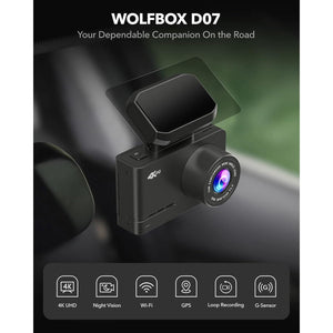 Buy now WOLFBOX Dash Cam Front and Rear, D07 4K Dash Camera for Cars with WiFi GPS, 4K/2.5K + 1080P Dual Dashcam with 2.45" LCD, 170°FOV, Night Vision, Loop Recording, Smart Parking Monitor, Magnetic Mount at indiglob india