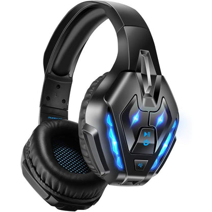 Buy now PHOINIKAS Wireless Gaming Headset for PS4 PS5 PC Switch, Wireless Gaming Over Ear Headphones with Detachable Noise Canceling Mic, 7.1 Stereo Sound, Only 3.5mm Wired Mode for XboxSeires -Dazzle Gold Q10 Blue at indiglob india