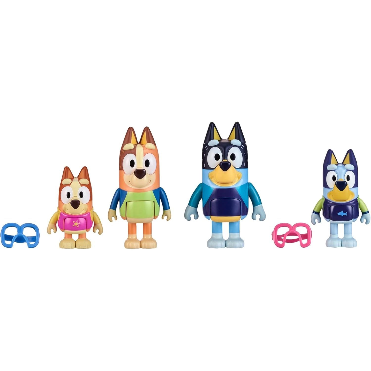 Buy now Bluey Family Figure Pack of 4, Robust Poseable Character Toys with Bingo, Chilli, and Bandit Figures, Toddler-Sized Animal Figurines for Kids Ages 3+ 7 - Family Beach at indiglob india