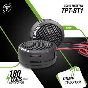 Buy now Timpano TPT-ST1 Dome Tweeter, 1 Inch Tweeter Set for Car Audio, Angle or Surface Mount Tweeters, 4 Ohm Soft Dome 180 Watts for Pro Car Audio (Pair) at indiglob india