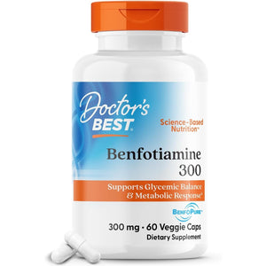 Buy now Doctor's Best Benfotiamine 300 with BenfoPure, Helps Maintain Healthy Glucose Metabolism, Non-GMO, Vegan, Gluten Free, Soy Free, 300 mg, 60 Veggie Caps at indiglob india