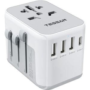 Buy now TESSAN Universal Travel Adapter, International Power Adapter with 4 USB Ports (1 USB C), Worldwide Plug Adaptor Wall Charger for USA to Europe UK France Germany Spain Ireland Australia(Type C/G/A/I) at indiglob india