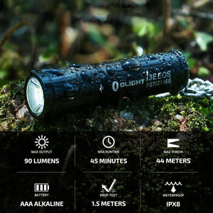 Buy now OLIGHT i3E EOS PMMA TIR Lens AAA EDC Flashlight 90 Lumens Compact Keychain Flash Light for Night, Camping (Black) at indiglob india