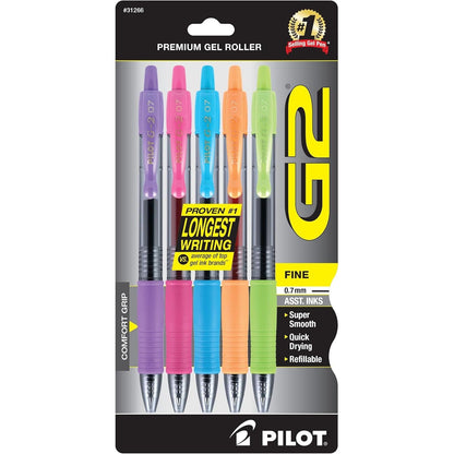 Buy now Pilot G2 Premium Gel Roller Pens 0.7, Fine Point Smooth Writing Pens Black, Pack of 5 Assorted Fashion at indiglob india
