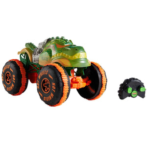 Buy now Hot Wheels Monster Trucks Remote-Control Toy Vehicle, 1:15 Scale Rageasaur RC with Grip Action Tires for Off-Roading & Wheelie Stunting at indiglob india