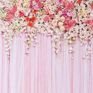 Buy now 5x5ft Pink Flower Pattern Backdrop Dessert Table Decor Photography Background Baby Birthday Baby Shower Bridal Shower Wedding Photo Booth D-9192 at indiglob india