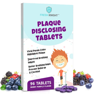 Buy now Plaque Disclosing Tablets for Teeth, 96 Count, Dental Disclosing Tablets for Kids or Adults, Shows Plaque, Helps Teach Kids Teeth-Brushing Habits for Clean Smile, by Fresh Knight, (Pack of 1) at indiglob india
