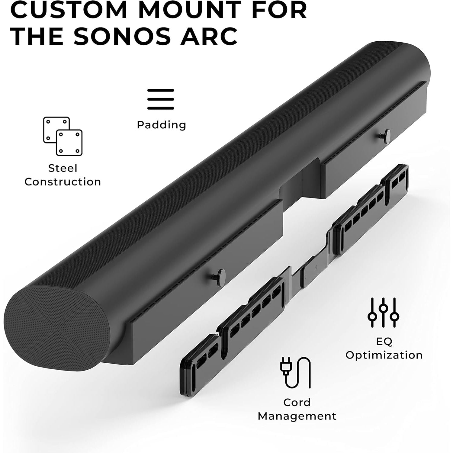 Buy now HumanCentric Wall Mount Compatible with Sonos Arc and Sonos Arc Ultra Sound Bar Only (Black), Mount on Wall Under TV, Floating Style, Hidden Design, Hardware Included at indiglob india