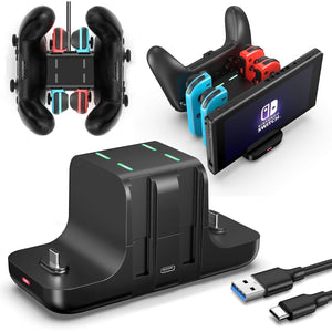 Buy now Upgraded Controller Charger Dock Station for Nintendo Switch Pro Controller and Joy con, FANPL 6-in-1 Charging Stand for Switch & OLED Model & Lite with Charging Indicator and Type C Charging Cable at indiglob india
