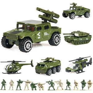 Lterfear 18 Pack Die-cast Military Vehicles Sets,6 Pack Assorted Alloy Metal Models Car Toys and 12 Pack Soldier Army Men, Mini Army Toy Tank,Panzer,Anti-Air Vehicle,Helicopter Playset for Kids Boys Online | Shop India
