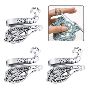 Buy now Yolev 3 Pieces Adjustable Knitting Crochet Ring Knitting Accessories Braided Peacock Open Finger Ring Adjustable Braided Ring for Faster Knitting at indiglob india
