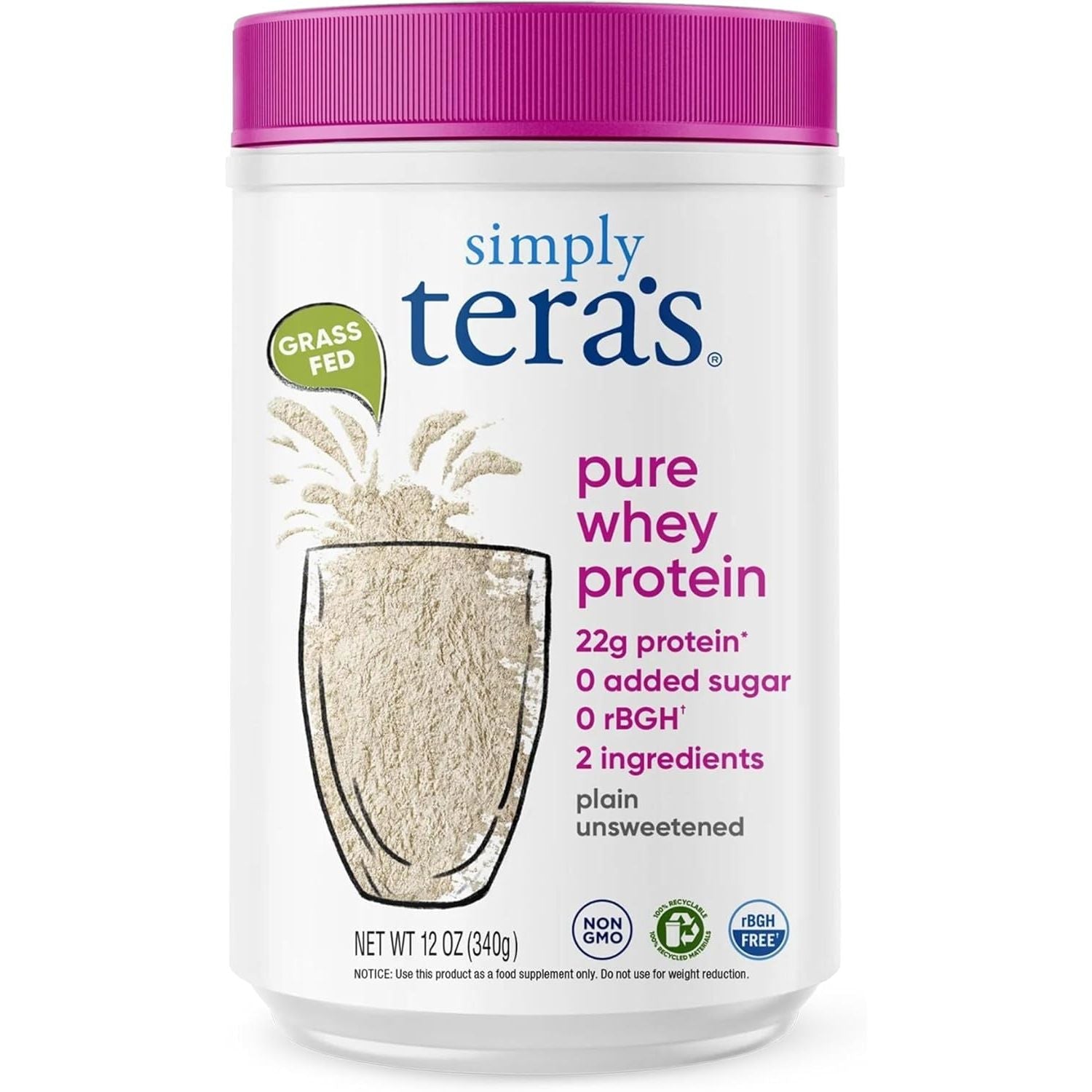 Buy now simply tera's Pure Whey Protein Powder - Grass Fed Vanilla Whey Protein Powder, Clean, Made Without Artificial Sweeteners, Non-GMO, Kosher, rBGH-Free, Soy-Free - 12 Oz 12 Ounce (Pack of 1) Unflavored at indiglob india