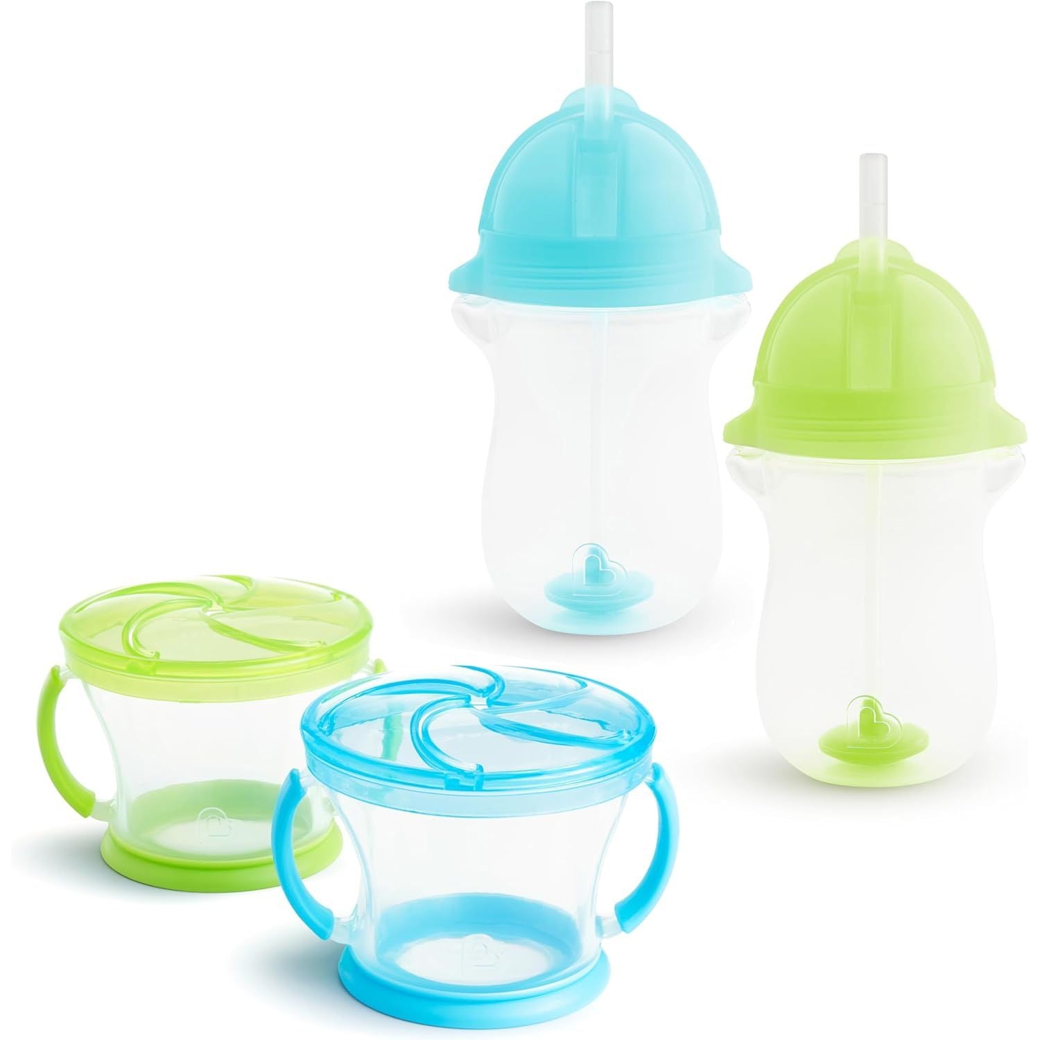 Buy now Munchkin Any Angle Weighted Toddler Straw Cups with Click Lock Lid, 10 Ounce, 2 Pack, Blue/Green 4 Pack Blue Green Straw Cup + Snack Cup at indiglob india