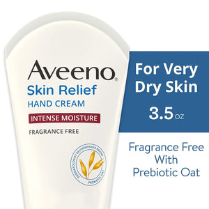 Buy now Aveeno Skin Relief Intense Moisture Hand Cream with Soothing Prebiotic Oat for Dry and Sensitive Skin Cream Softens & Smooths Hands & Lasts Through Hand Washing, Fragrance-Free, 3.5 oz at indiglob india