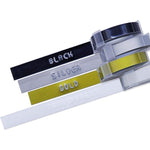 Buy now Motex Refill Tape for Embossing Label Maker, 4 Color Tapes, 3/8-Inch (Baby Pink, Baby Mint, Silver, Transparent) Black, Silver, Gold, Clear at indiglob india