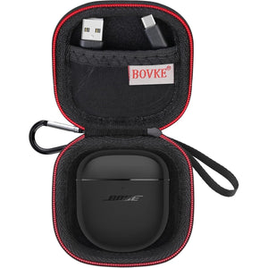 Buy now BOVKE Carrying Case for Bose QuietComfort II, QC 2, Ultra, and Open Earbuds Wireless Headphones - Pocket for Cables and Eartips, Black+Black (Case Only) at indiglob india