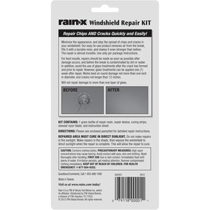 Buy now Rain-X 600001 Windshield Repair Kit - Quick and Easy Durable Resin Based Windshield Repair Kit for Chips and Cracks, Good for Round Damage Below 1" in Diameter and Cracks Smaller Than 12" in Length at indiglob india