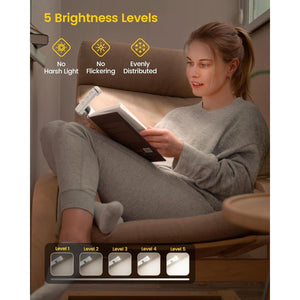 Buy now Glocusent USB Rechargeable Book Light for Reading in Bed, Portable Clip-on LED Reading Light, 3 Amber Colors & 5 Brightness Dimmable, Compact & Long Lasting, Perfect for Book Lovers, Kids at indiglob india